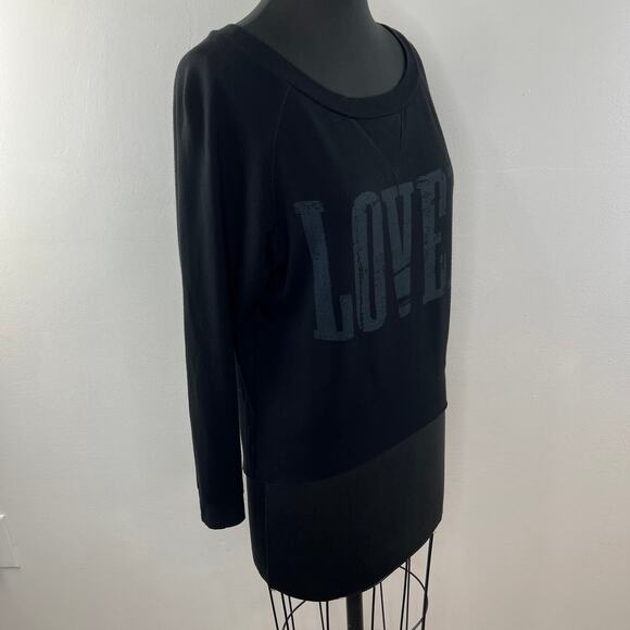 Haute Hippie LOVER Sweatshirt Black Long Sleeve Graphic Print Crewneck Size XS - Picture 4 of 10